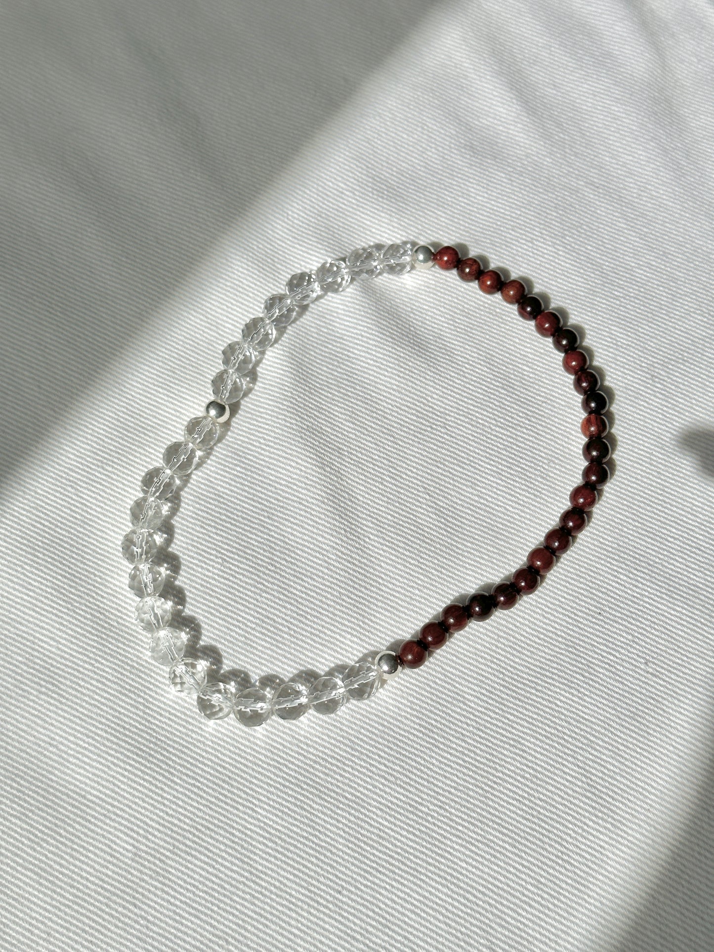 Clear Quartz & Rosewood Double Wrap Bracelet
