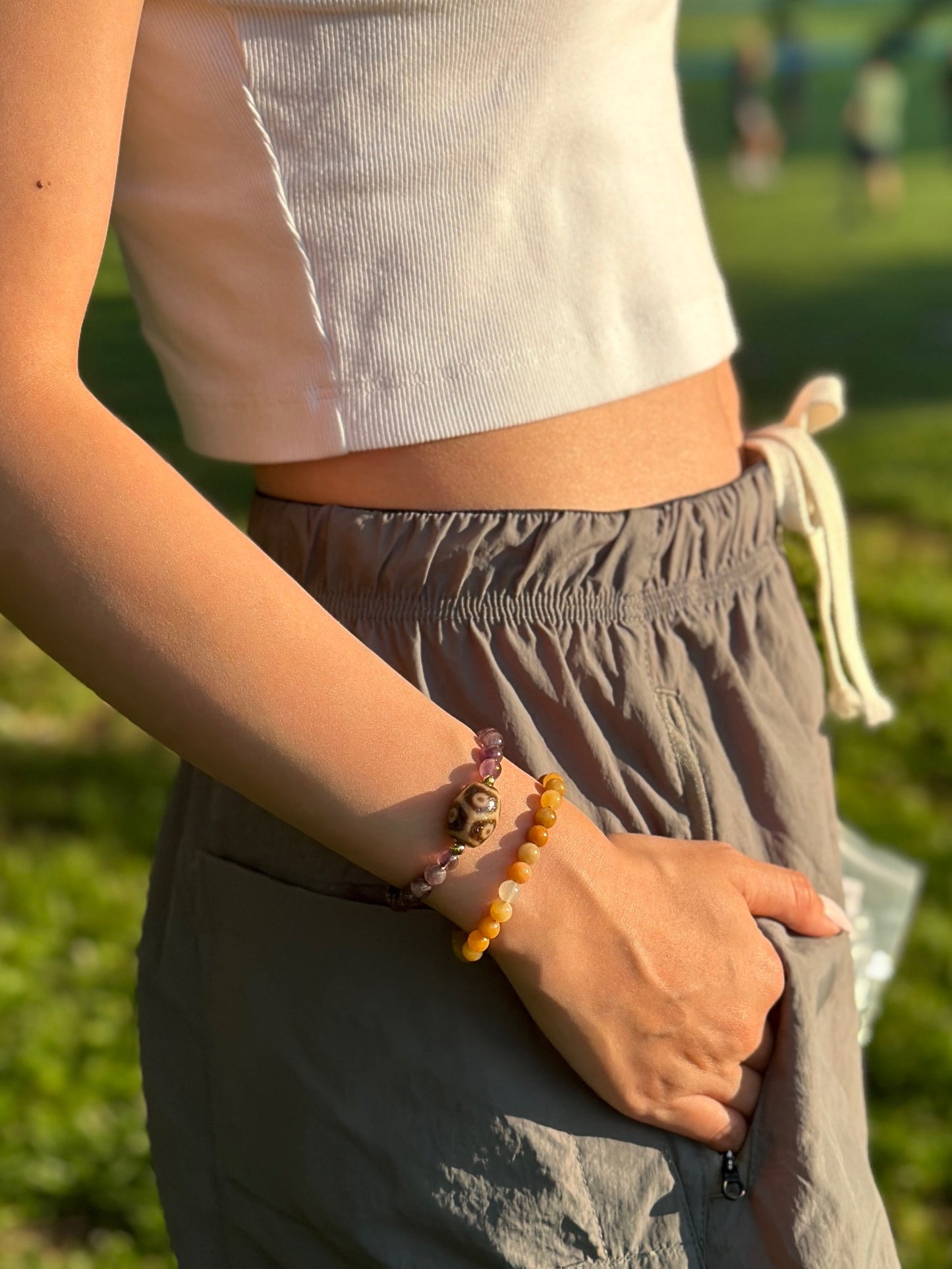 Longevity DzI Bead Bracelet