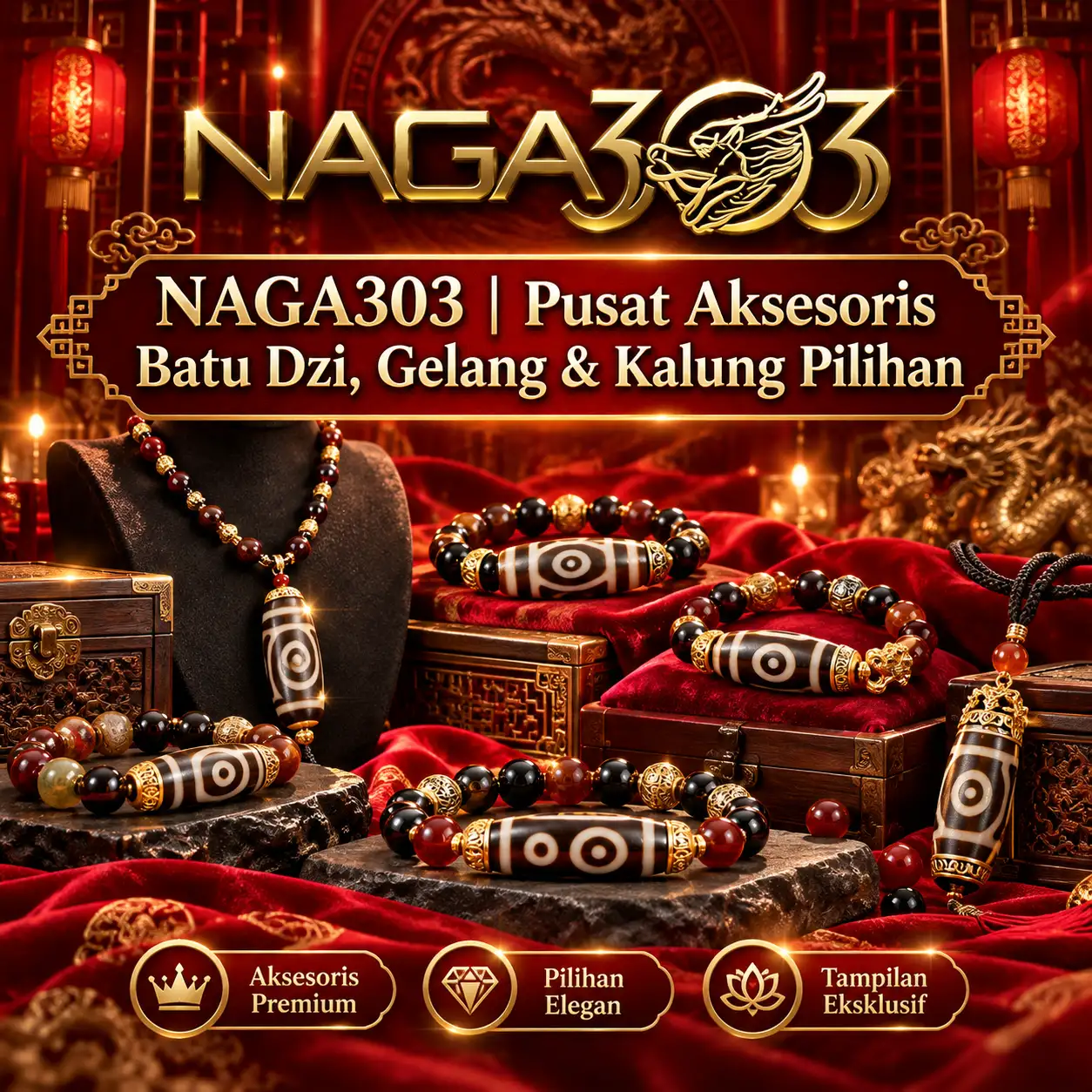 NAGA303 pusat aksesoris batu Dzi, gelang dan kalung pilihan